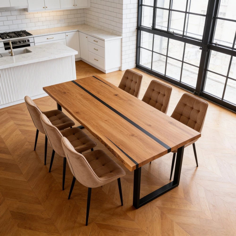Masa din stejar cu rasina – model rustic pentru 6 persoane - 160x80x4cm - Reelken