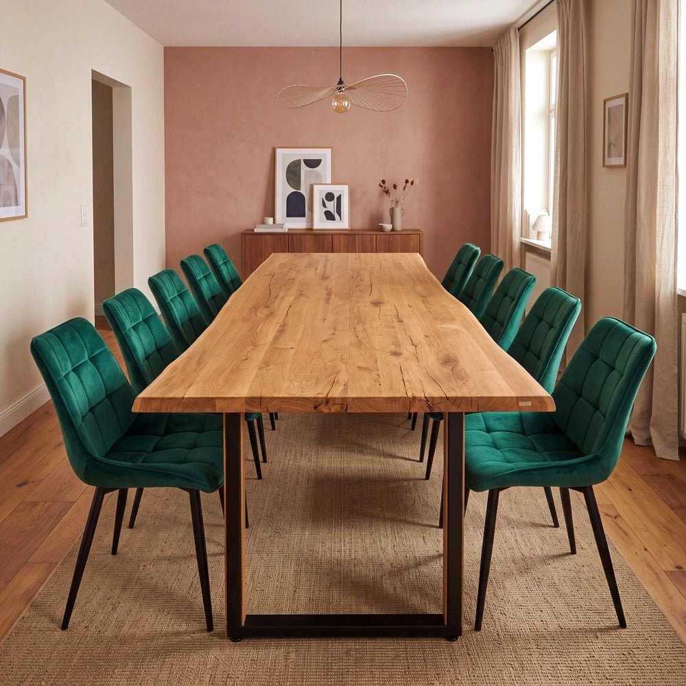 Masa din stejar model rustic - 10 persoane - 220x100x4cm - Reelken