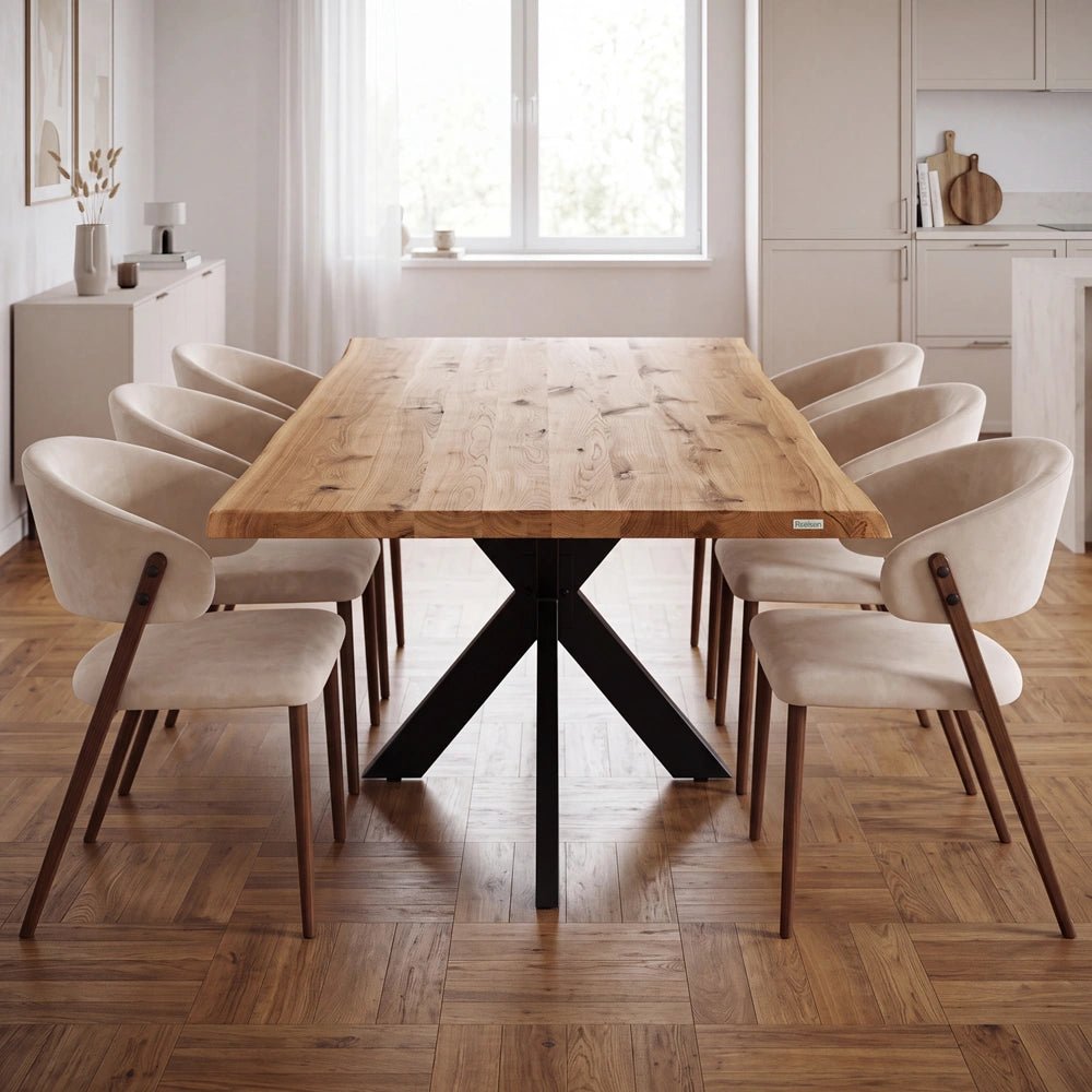Masa din stejar model rustic - 6 persoane -160x80x4 - Reelken