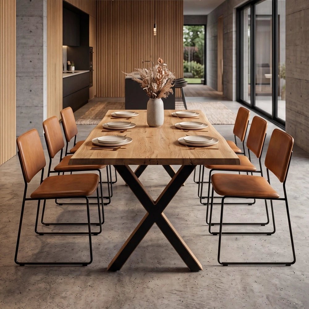 Masa din stejar model rustic - 6 persoane -160x80x4 - Reelken