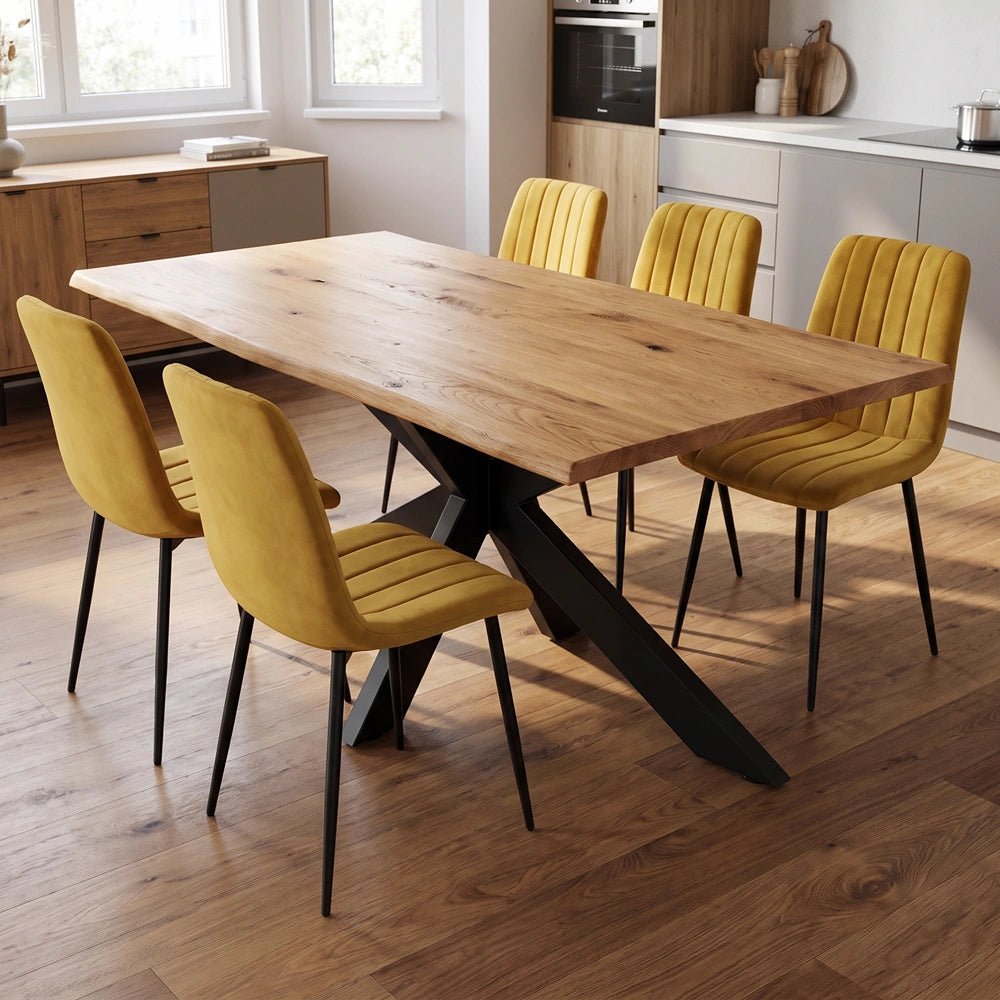 Masa din stejar model rustic - 6 persoane -160x80x4 - Reelken