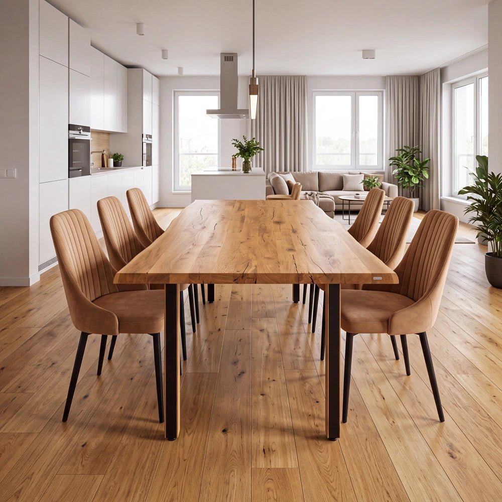 Masa din stejar model rustic - 6 persoane -160x80x4 - Reelken