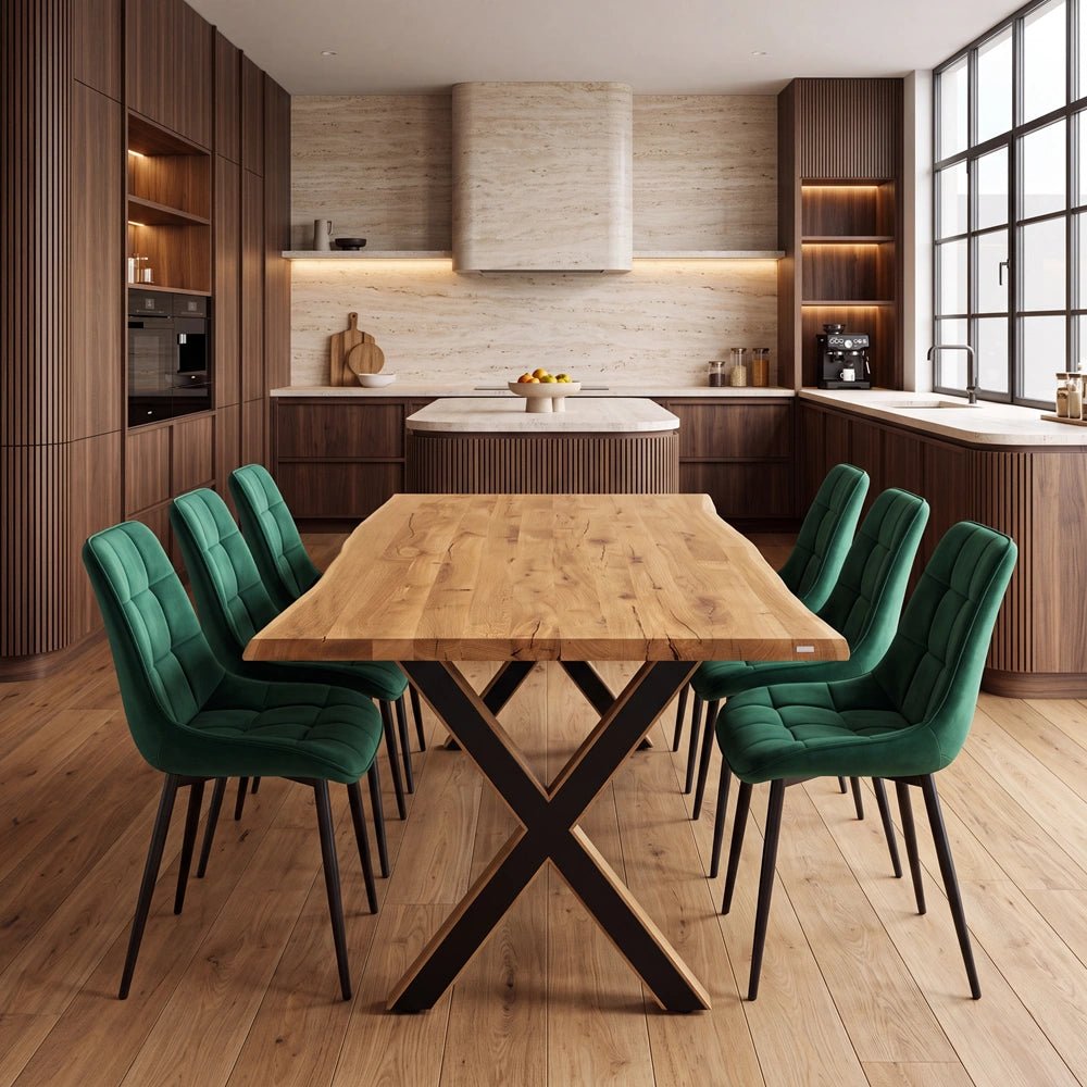 Masa din stejar model rustic - 6 persoane -160x80x4 - Reelken