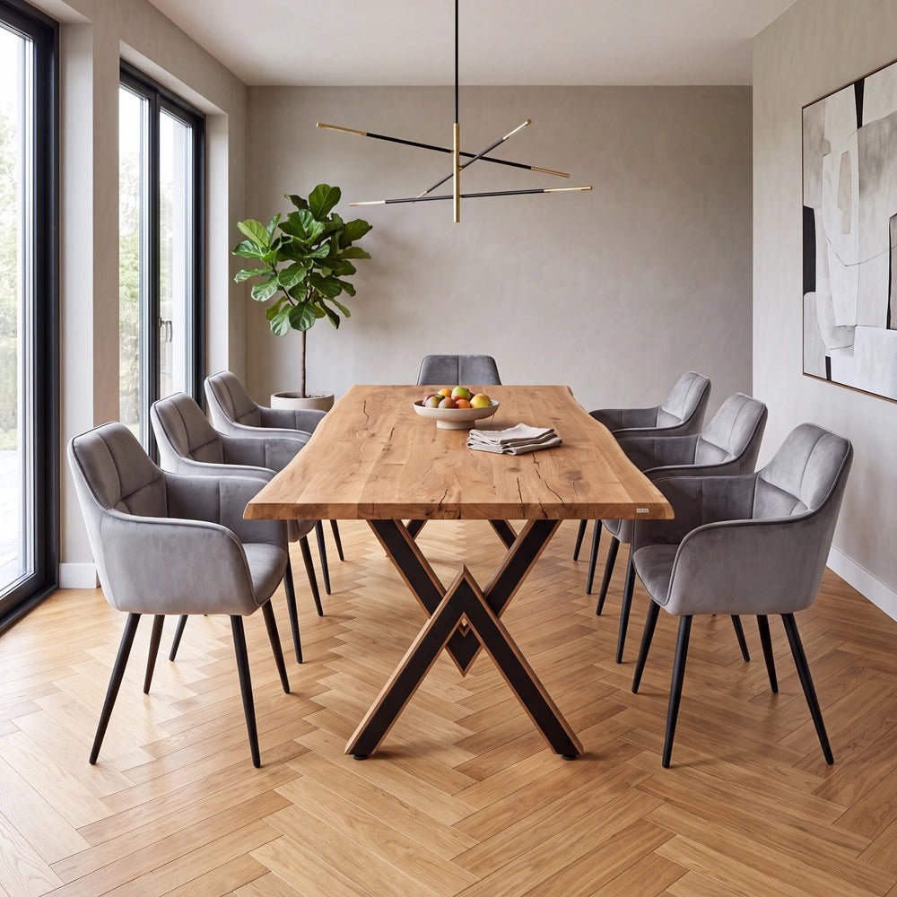 Masa din stejar model rustic - 6 persoane -160x80x4 - Reelken