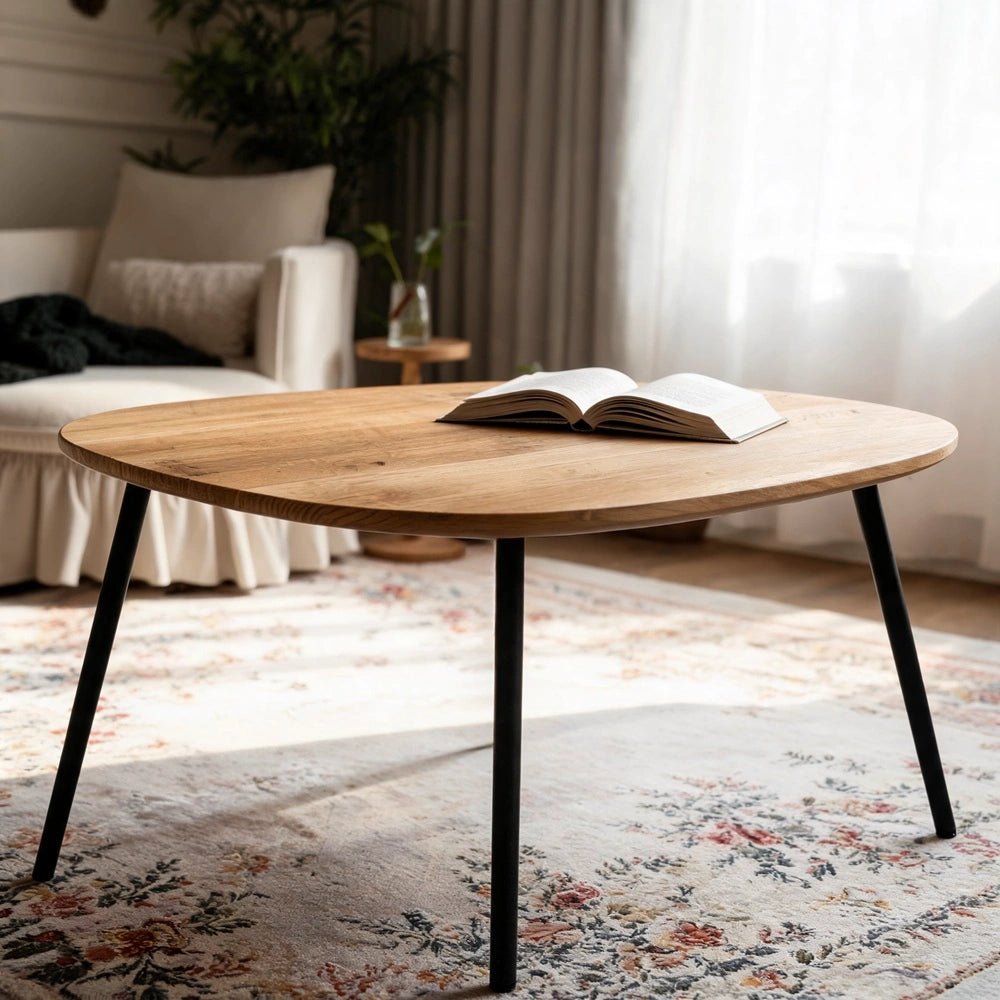 Masuta ovala de cafea din stejar masiv – 59,5x80x2,6 cm - Reelken