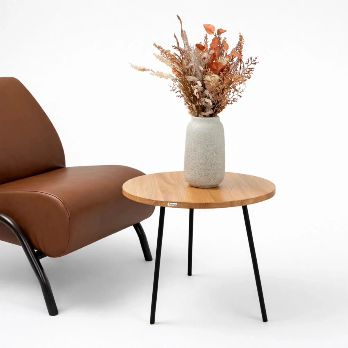 Masuta rotunda de cafea din stejar masiv diametru 50 cm – minimalista, eleganta, gata de montaj - Reelken