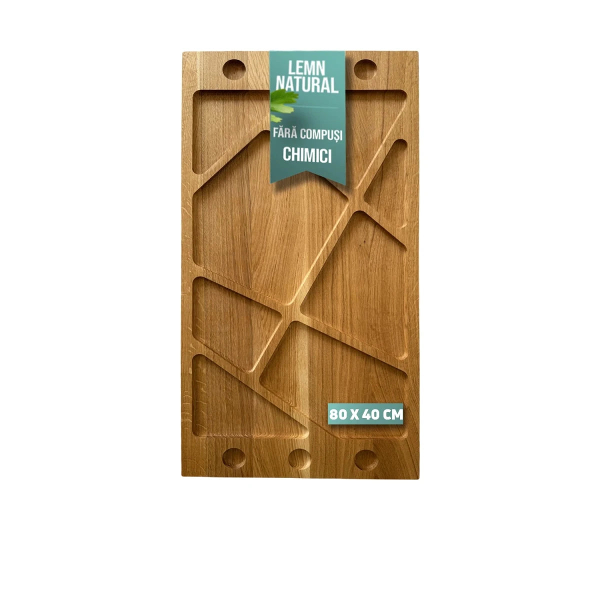 Platou Lemn Stejar pentru Gratare si Aperitive – Dimensiuni 80x40 cm - Reelken
