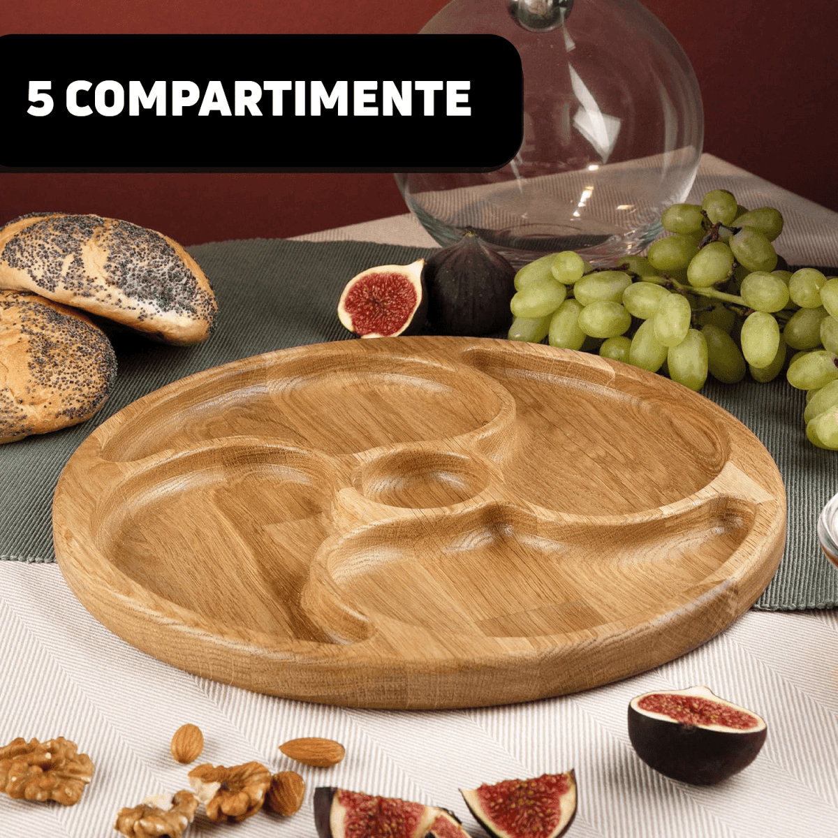 Platou pentru servire din lemn cu diametrul de 38 cm - Reelken