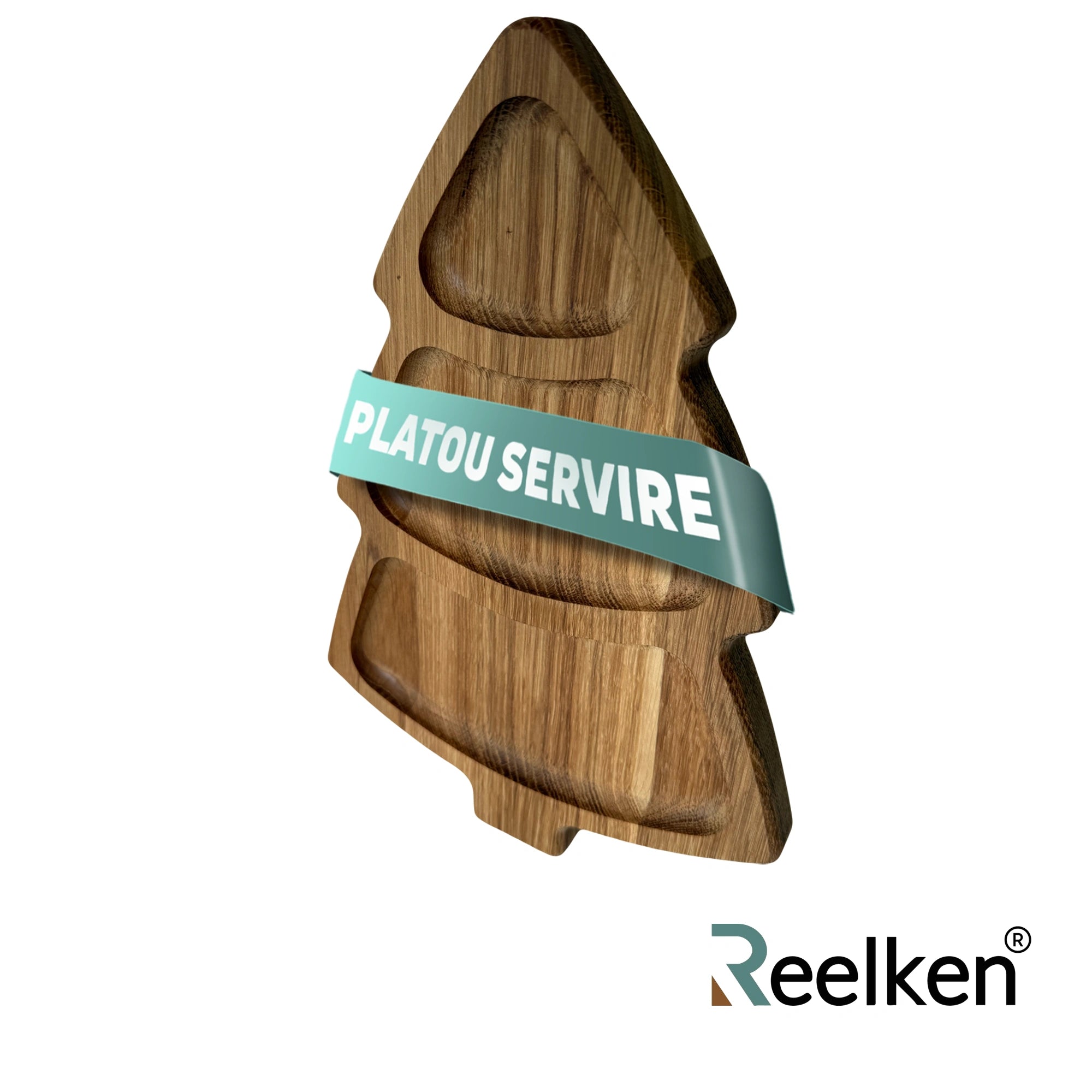 Platou din lemn de stejar pentru servire branzeturi si aperitive – design unic in forma de bradut