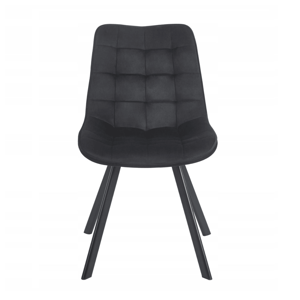 Scaun rotativ, catifea velvet negru (Riviera 100), rotatie 180° cu revenire automata, picioare metalice negre, 86 cm - Reelken