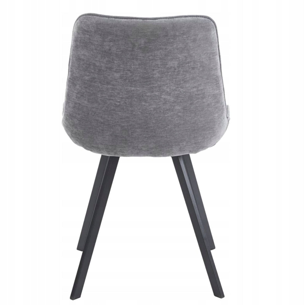 Scaun tapitat, catifea gri matlasata, stil loft/modern glamour, picioare metalice negre mate - Reelken