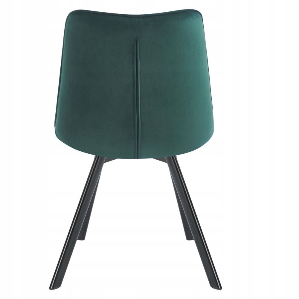 Scaun tapitat din catifea, culoare verde, picioare metalice negre, stil loft, pentru living si dining, 84 cm - Reelken