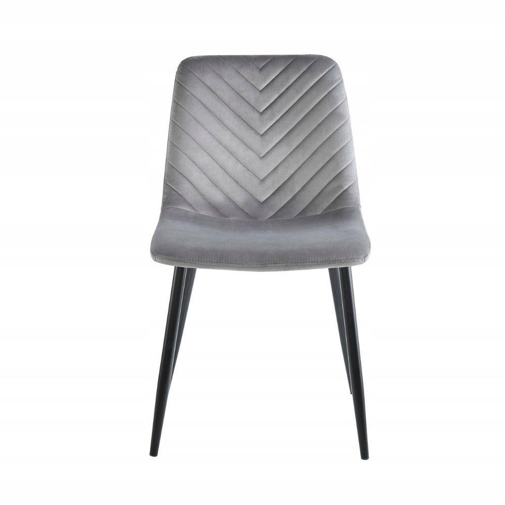 Scaun tapitat din catifea gri, stil loft, picioare metalice negre, pentru living/birou, 87 cm - Reelken