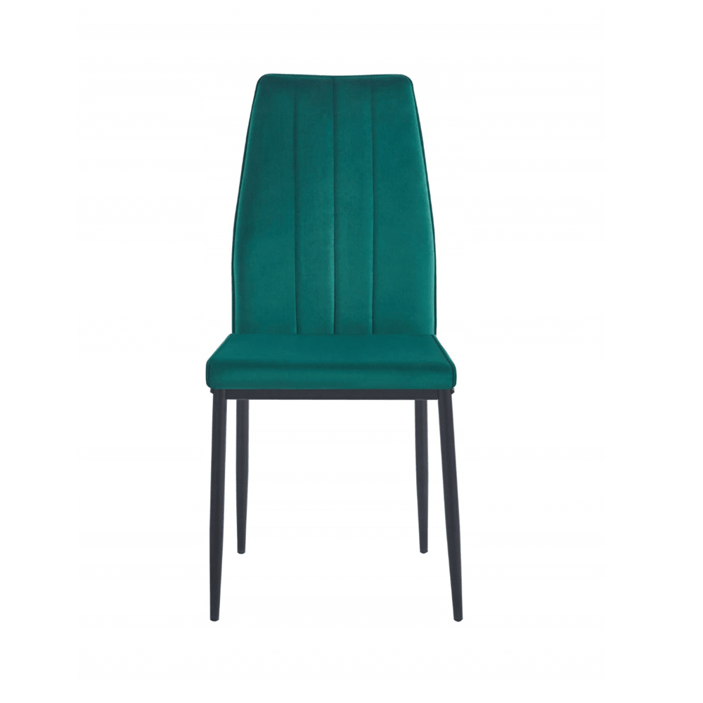 Scaun tapitat din catifea verde, picioare metalice negre, stil Glamour, pentru living/birou, 92 cm - Reelken