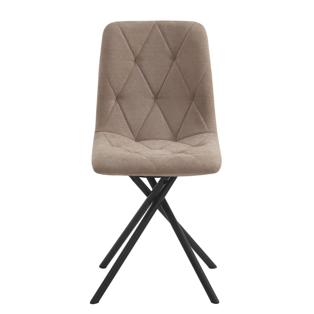 Scaun tapitat rotativ 360°, tesatura cappucino, picioare metalice tip cruce, pentru living si dining, 88 cm - Reelken