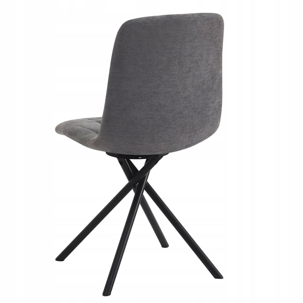 Scaun tapitat rotativ 360°, tesatura gri antracit, picioare metalice tip cruce, pentru living si dining, 88 cm - Reelken