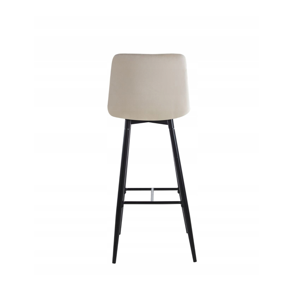 Scaun de bar, tapițerie catifea bej, cadru metalic negru, stil loft, 109 cm