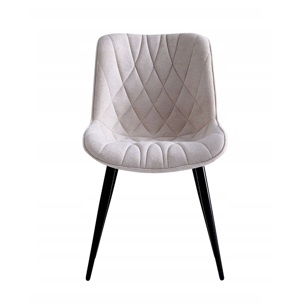 Scaun tapitat bej, tip scoica, loft/modern, tesatura matlasata, picioare metalice negre, 83 cm