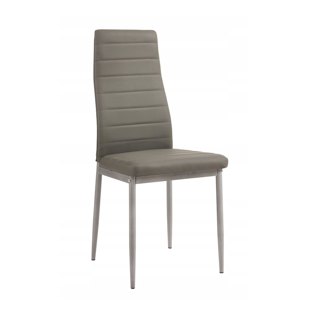 Scaun tapitat, piele ecologica gri, cadru si picioare metalice, pentru bucatarie/dining si HoReCa, 97 cm