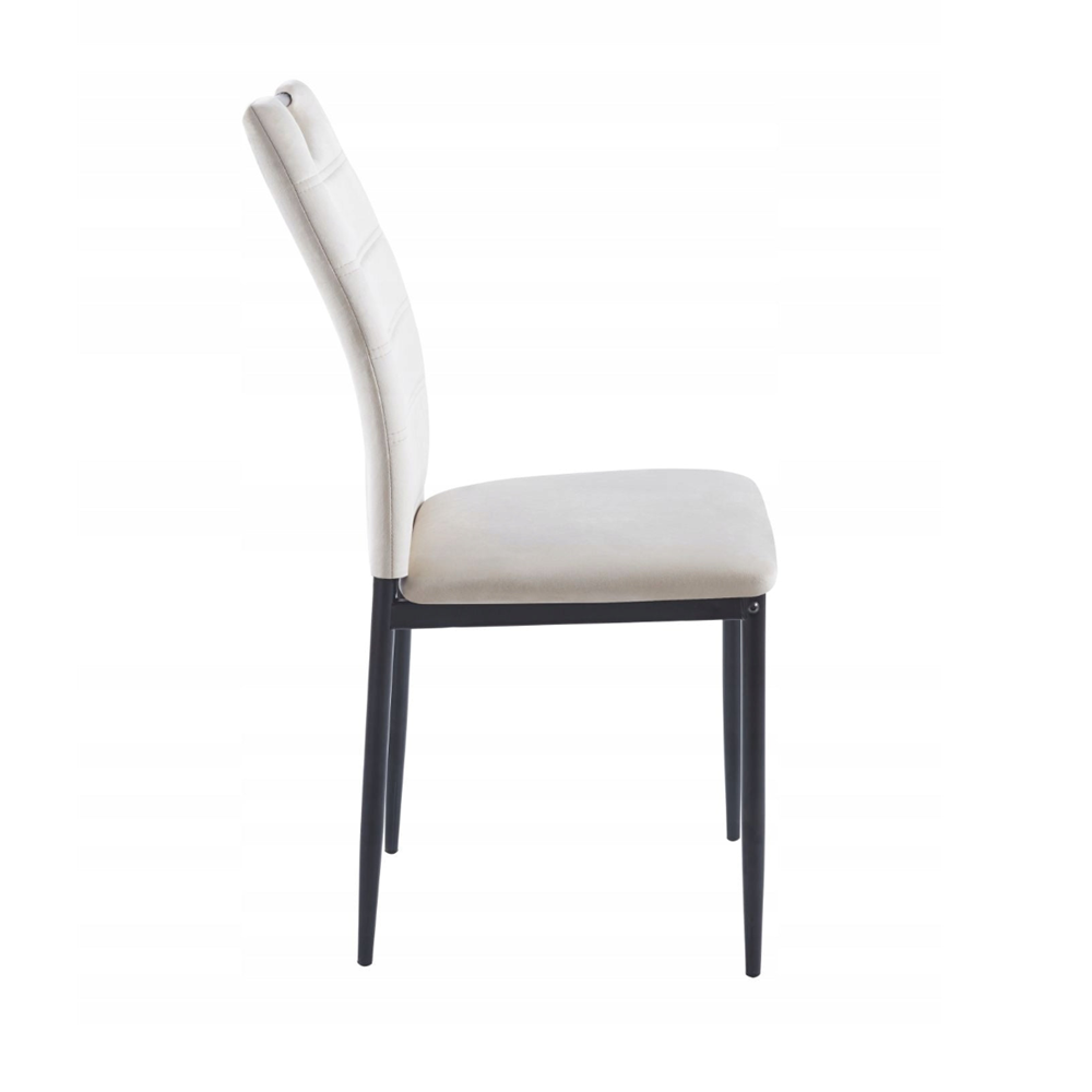 Scaun tapitat din catifea bej deschis, cu maner pe spatar, picioare metalice negre, pentru living/birou, 92 cm