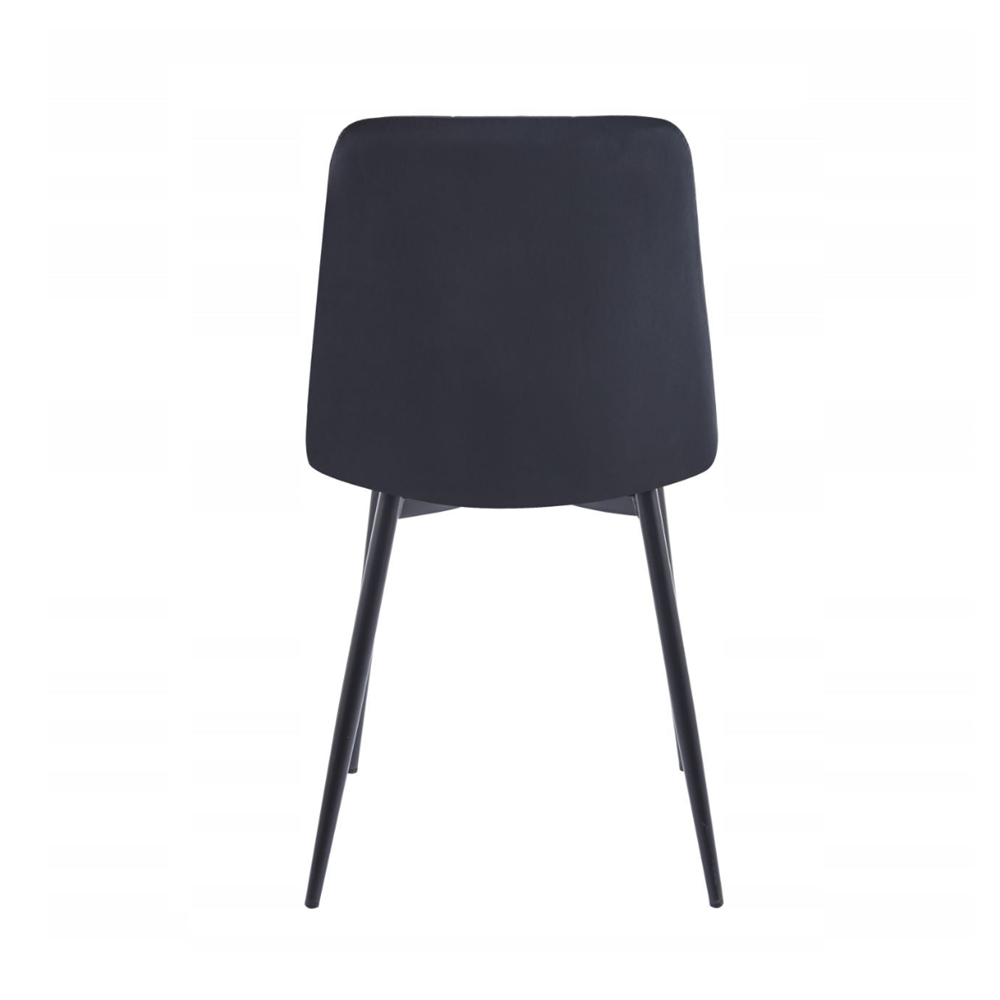 Scaun tapitat din catifea negru, spatar matlasat, picioare metalice negre, pentru dining/birou, 87 cm