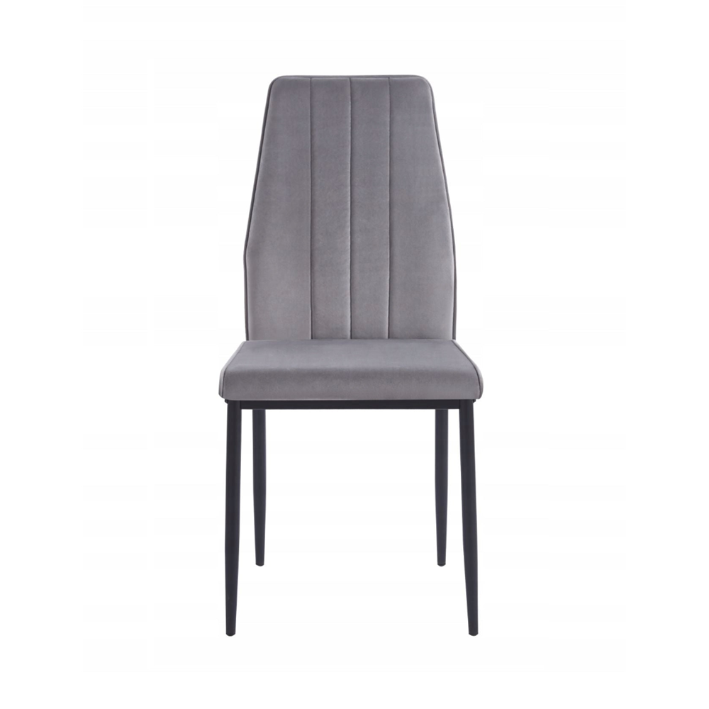 Scaun tapitat din catifea gri, picioare metalice negre, stil Glamour, pentru living/birou, 92 cm