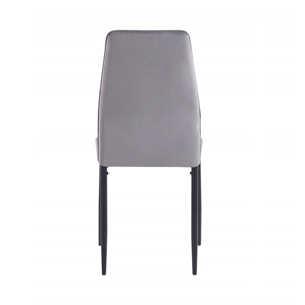 Scaun tapitat din catifea gri, picioare metalice negre, stil Glamour, pentru living/birou, 92 cm