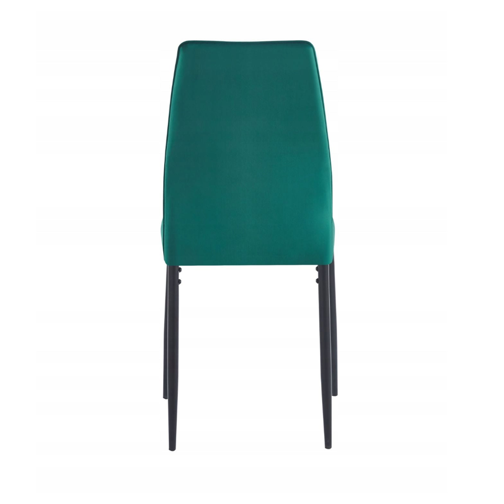 Scaun tapitat din catifea verde, picioare metalice negre, stil Glamour, pentru living/birou, 92 cm