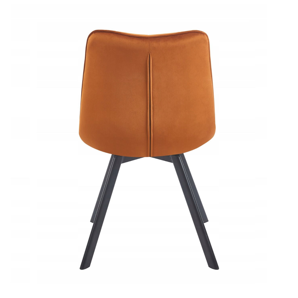Scaun rotativ, catifea velvet scortisoara, rotatie 180° cu revenire automata, picioare metalice negre, 86 cm