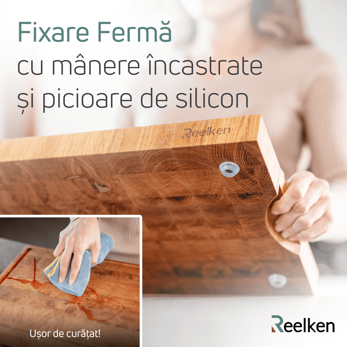 Tocator din lemn de stejar 30x20x2.5 cm - Reelken
